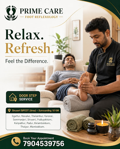 Prime Care practitioner providing a foot reflexology session in a comfortable home